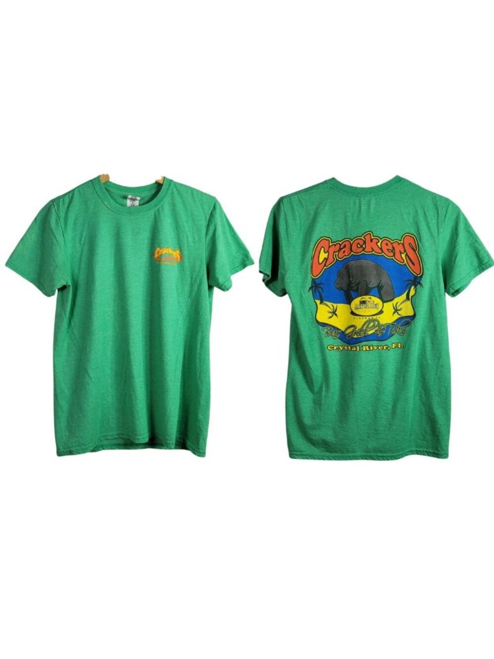 Cracker's Bar Grill & Tiki T Shirt Green Medium Crystal River FL Jack Willie's